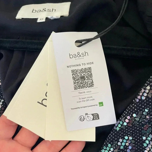 Ba&sh metallic chevron robe Flavie embellished mini dress - Picture 11 of 16